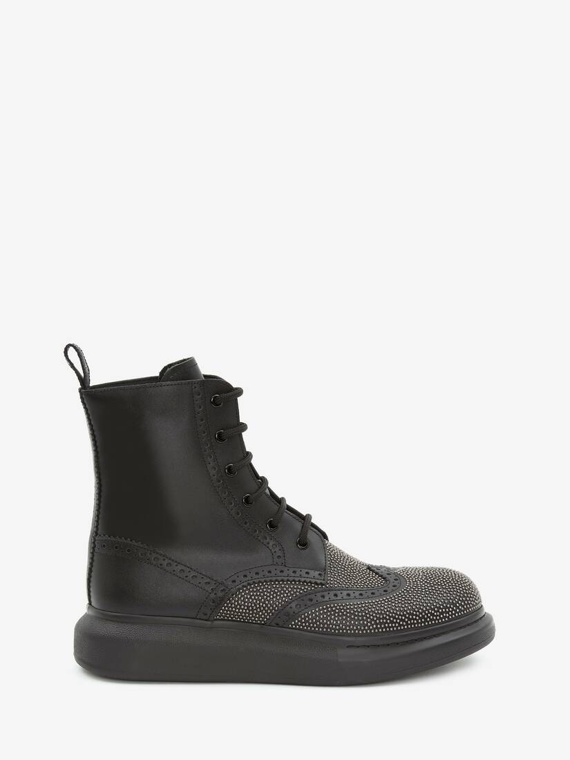 Botas Alexander McQueen Hybrid Lace-Up Hombre - Negros/Plateados - Mexico 725-KPXCZN